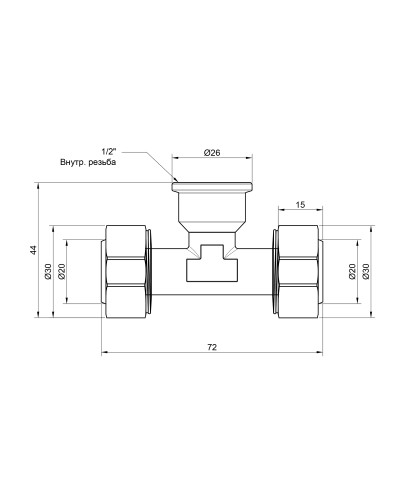 Трійник обтискний SD Plus 20х1/2"х20 ВР SD159W201520