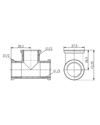 Трійник SD Forte 1/2" ВВ хром SF361H15