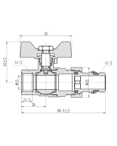 Кран кульовий "Американка" SD Forte 1/2" з антипротіканням прямий SF222W15