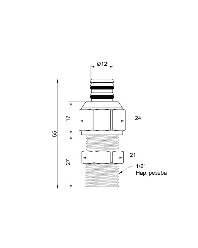 Перехідник обтискний Icma 16х1/2" ЗР №531