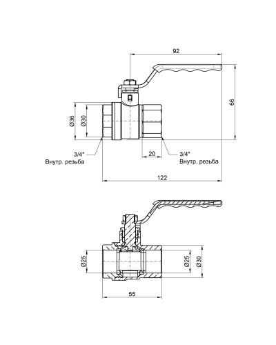 Кран кульовий SD Plus 3/4" ВР для води (важіль) SD600NW20PN40