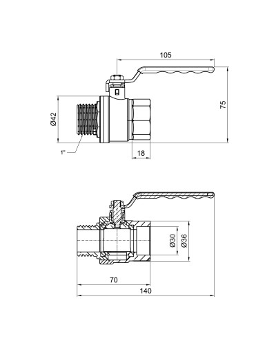 Кран кульовий SD Plus 1" ВЗ для газу (важіль) SD605NG25PN40