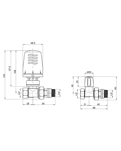 Термокомплект Icma 1/2" з антипротіканням прямий №KIT_1100+775-940+815-940