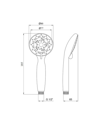 Лійка для ручного душу Лейки Lidz Niagara 05 80 мм округла LDNIA05CRM22037 Chrome