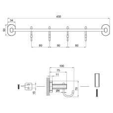 Тримач для рушника Qtap Liberty 4 гачка 450 мм QTLIBANT11544 Antic Bronze