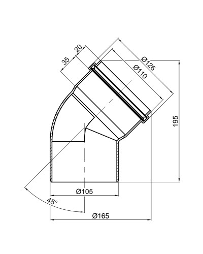 Коліно PPR каналізаційне TA Sewage 110, 45°