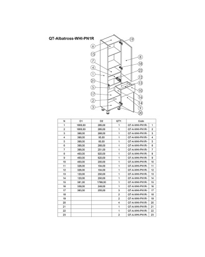 Пенал підлоговий Qtap Albatross 400х1900х305 White QT0175PN1900DRW