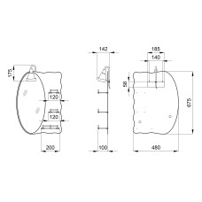 Дзеркало Lidz 140.07.05 480х675х100 зі світильником та з 3-ма полицями