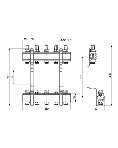 Колектор SD Forte 1" 5 виходів SF002W5