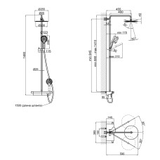 Душова система з верхнім тропічним душем універсальна Qtap Sloup термостатична на два споживача з полицею QTSL57T105VOGC Chrome/White