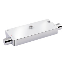 Душова система з верхнім тропічним душем універсальна Qtap Sloup термостатична на два споживача з полицею QTSL57T105VOGC Chrome/White