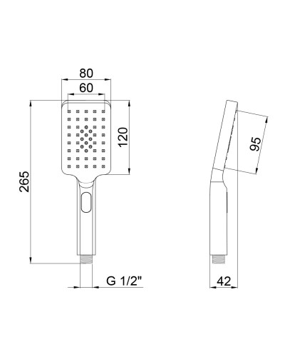 Лійка для ручного душу Qtap Rucni 120х80 мм прямокутна QTRUCA121N3KCC Chrome