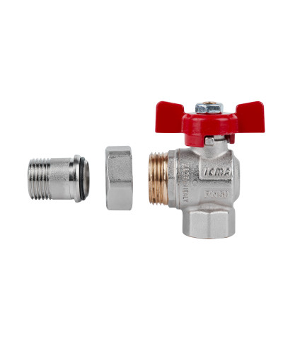 Кран кульовий Icma FAR. ROSSA 1/2" кутовий №361