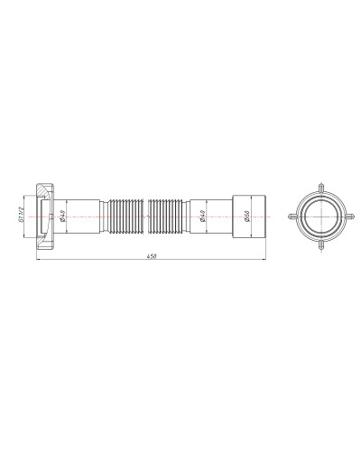 Гнучка труба Lidz (WHI) 60 01 G002 01 з накидною гайкою 1 1/2" довжина 1200 мм