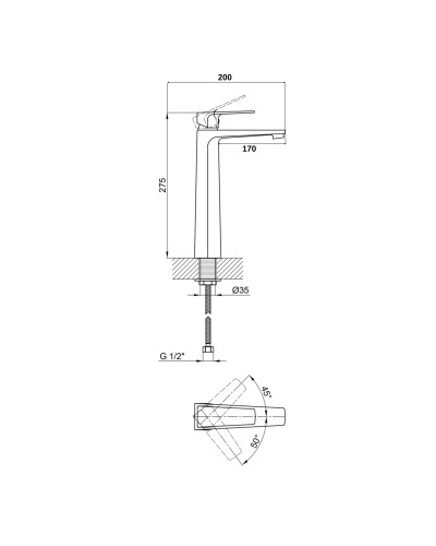 Змішувач для раковини Qtap Matice високий 1063H103C Chrome