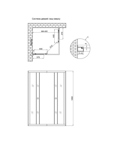 Душова кабіна Lidz Wawel SC90x90.SAT.LOW.FR, скло Frost 4 мм без піддона