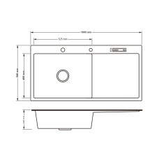 Мийка для кухні інтегрована з полицею для ножів Lidz Handmade LH10050B (LDLH10050BBRU43024) Brushed Grey PVD 3,0/0,8 мм
