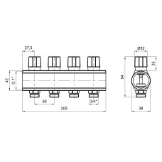 Колектор Icma з регулювальними вентилями 1" 4 виходи №1105 (Red)