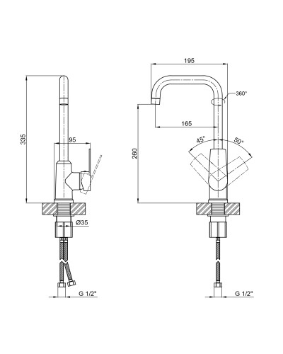 Змішувач для кухні Brinex 35C 20F