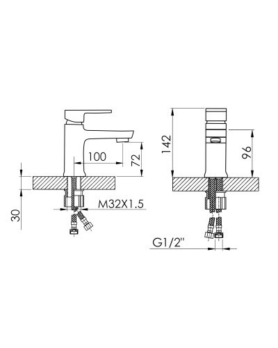 Змішувач для раковини Lidz Wawel 001 (k35) LDWAW001CRM45387 Chrome