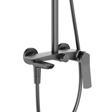 Душова система з верхнім тропічним душем універсальна Qtap Slavonice на три споживача (з виливом) QTSLA111GMB45910 Gunmetal Black PVD