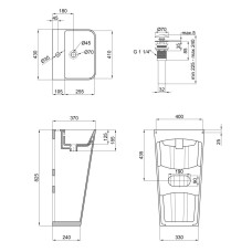 Комплект Qtap Tern: Раковина напольна моноблок 440х380х830 мм White + Донний клапан PU02O
