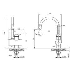Акційний набір Lidz Warm (4+1): Проточний кран-водонагрівач кухонний (95 00 058) White / Chrome