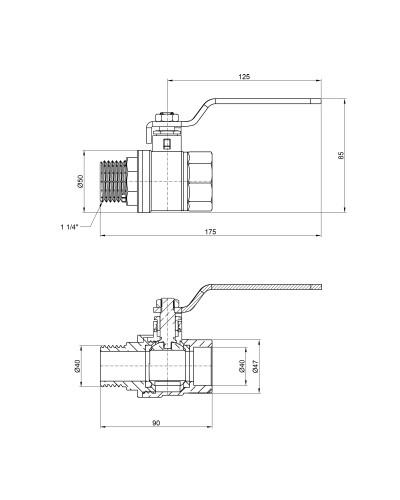 Кран кульовий SD Plus 1" 1/4 ВЗ для води (важіль) SD605W32