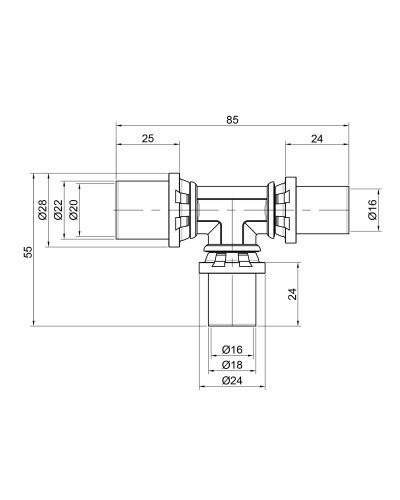 Трійник прес Icma 16х16х20 №406