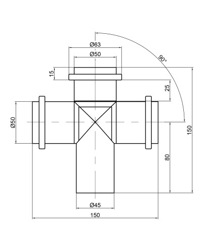 Хрестовина каналізаційна TA Sewage 50, 90°