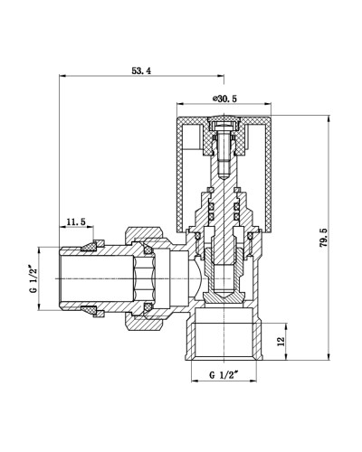 Кран радіаторний з антипротіканням SD Forte 1/2" кутовий хром SF236W15