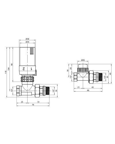 Комплект термостатичний SD Plus 1/2" для радіатора прямий SD353W15