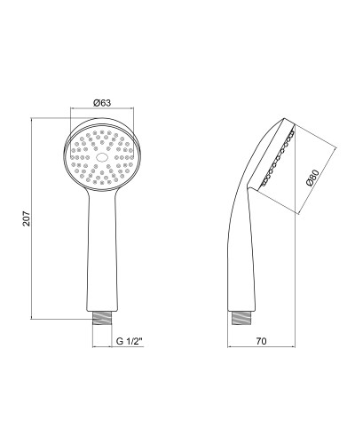 Лійка для ручного душу Лейки Lidz Niagara 00 80 мм округла LDNIA00CRM22039 Chrome