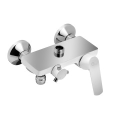 Душова система з верхнім тропічним душем універсальна Qtap Fresh на три споживача (з виливом) QTFREWCR1004 Chrome/White