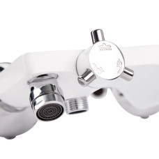 Душова система з верхнім тропічним душем універсальна Qtap Fresh на три споживача (з виливом) QTFREWCR1004 Chrome/White