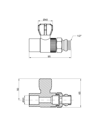 Кран кульовий радіаторний PPR Thermo Alliance 20х1/2" прямий