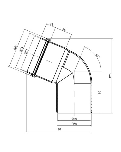 Коліно PPR каналізаційне TA Sewage 50, 67°