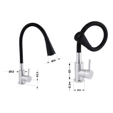 Змішувач для кухні Lidz Aria 015F31 з гнучким виливом (k35) LDARI015F31BNK31872 Black / Nickel