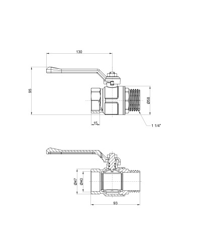 Кран кульовий Icma 1" 1/4 прямий №352