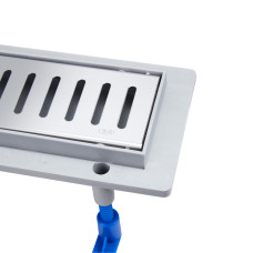 Трап Qtap Dry FA304-600 лінійний з сухим закривом та нержавіючою решіткою 600х73