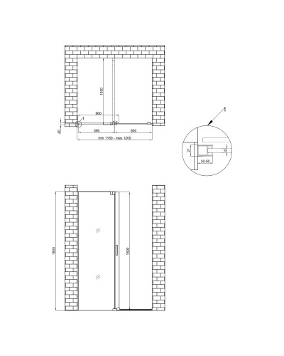 Душова перегородка Qtap Walk-In Glide CRM2012.C8 120х190 см, скло Clear 8 мм, покриття CalcLess