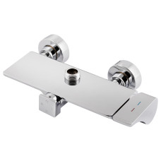 Душова система з верхнім тропічним душем універсальна Qtap Sloup на три споживача (з виливом) з полицею QTSL51105OGC Chrome