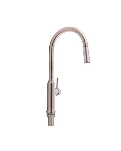 Змішувач для кухні Qtap Baruska з висувним виливом QTBAR9137103UN Brushed Nickel PVD