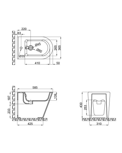 Біде підлогове Qtap Scorpio 530x360x395 Matt black QT14441003CMB