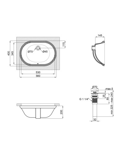 Раковина Qtap Stork 560x395x195 White з донним клапаном QT15116030W