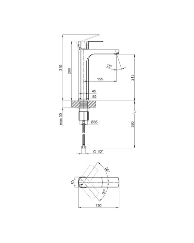 Змішувач для раковини Qtap Lipno високий QTLIPNO10H23101G Graphite