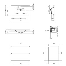 Комплект Qtap Albatross 810х725х460 White тумба підвісна + раковина урізна QT0172TP800D3080CW