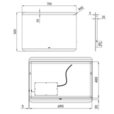 Дзеркало Qtap Tern 700х500 з LED-підсвічуванням кнопковий перемикач, QT177812085070W