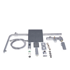 Душова система з верхнім тропічним душем для кабіни Qtap Capricorn на три споживача (з виливом) 53103KNC Chrome