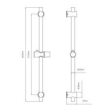 Душова стійка з тримачем універсальна Qtap Lepit 665 мм округла QTLEP82103OC Chrome